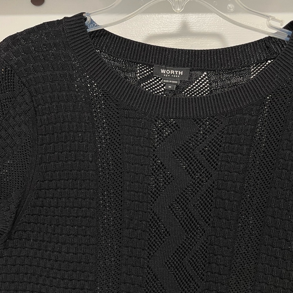 Worth Black Short Sleeve Knit Top, M - Picture 4 of 5